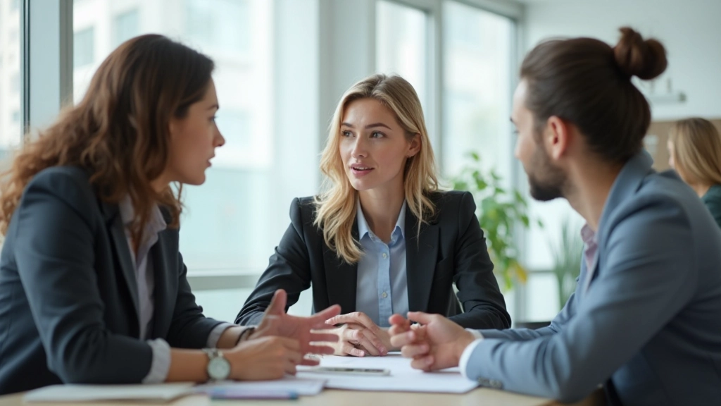 Профессионалы обсуждают идеи в современном офисе за столом