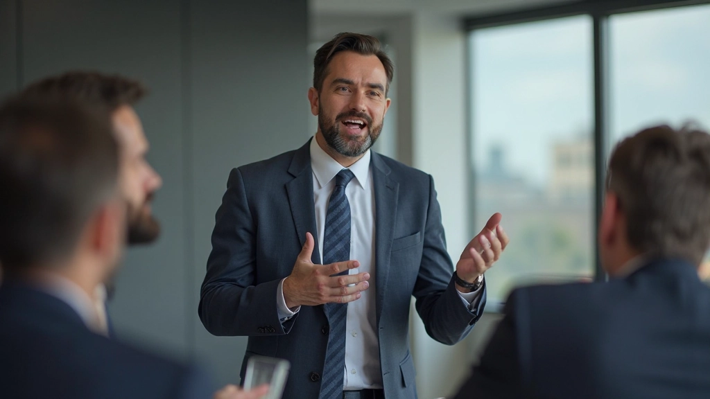 Лидер проводит встречу команды и демонстрирует управленческие навыки